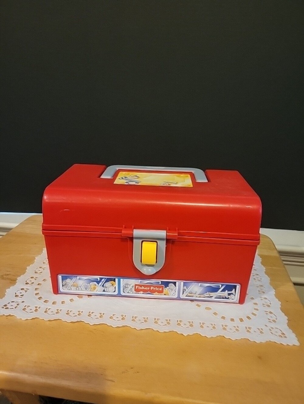 Fisher Price Action Tool Box Red Plastic With Handle And Tools  1991 Vintage